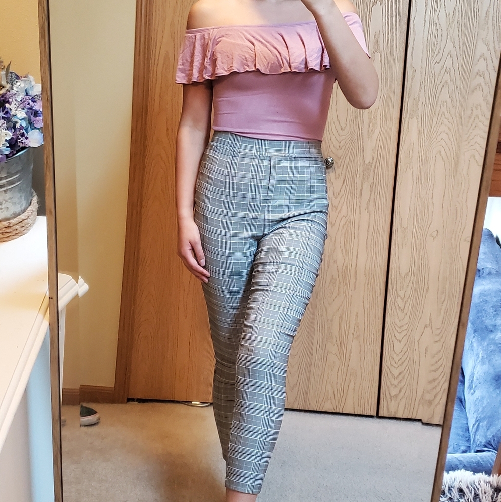 💼Glen Plaid High Waisted Work Pant